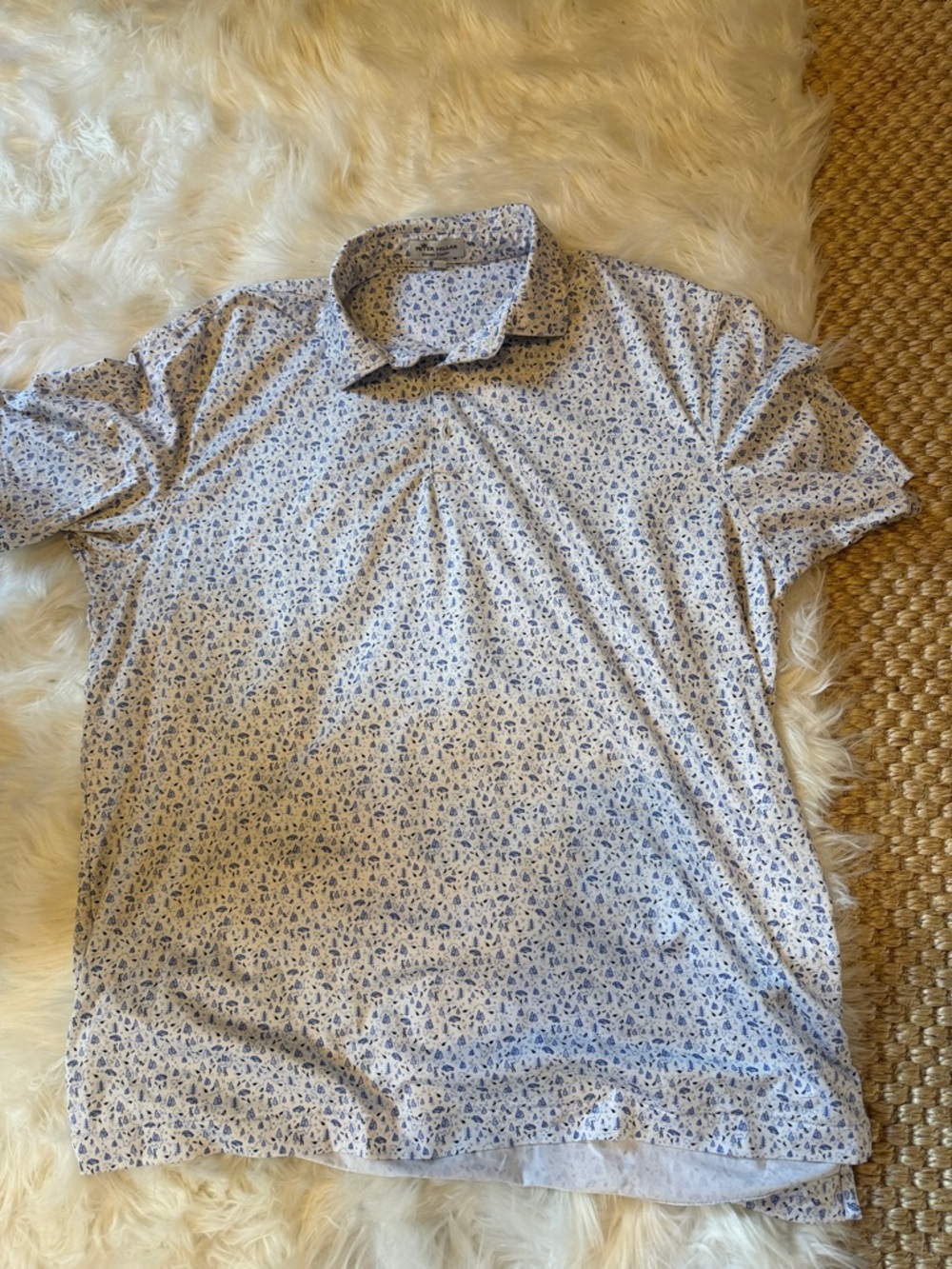 Men's Light Blue Floral Polo Shirt